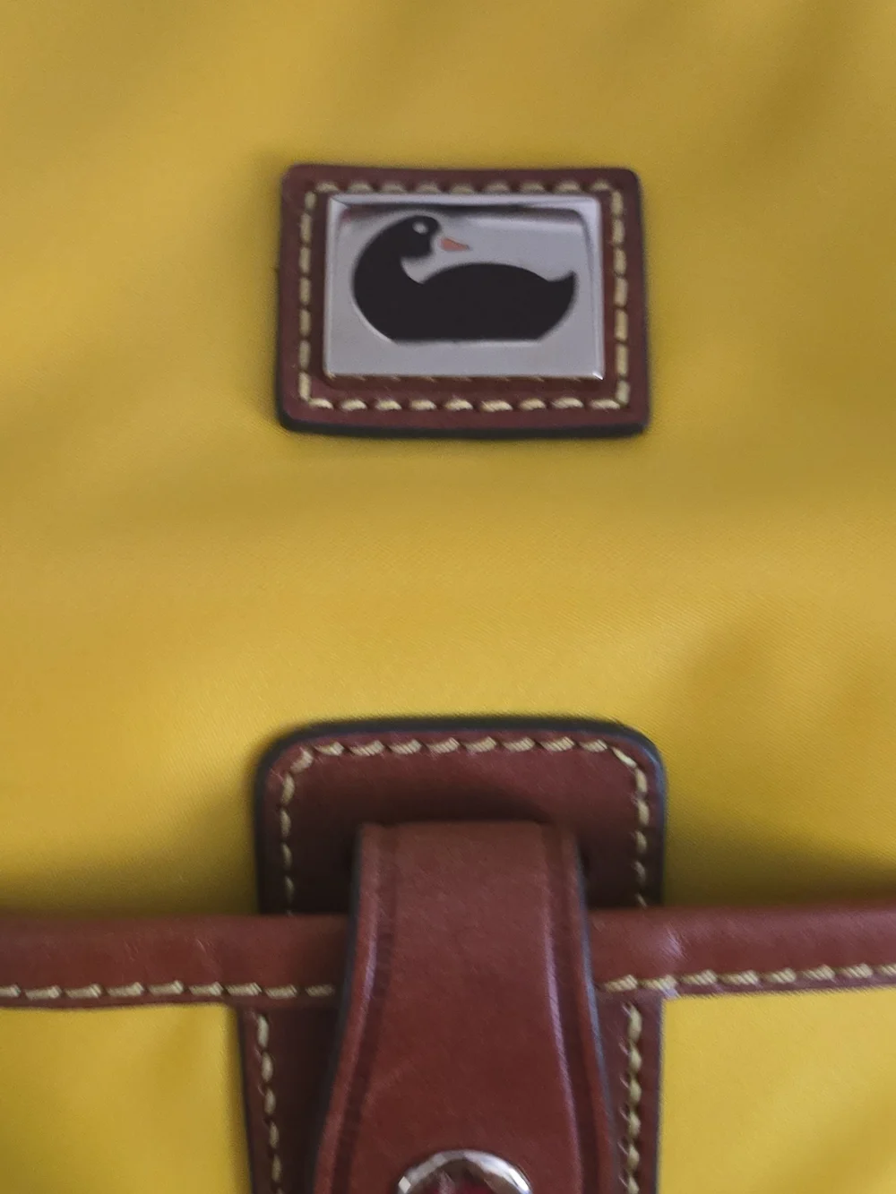 Dooney & Bourke Bright Yellow Tote with Brown Leather Trim